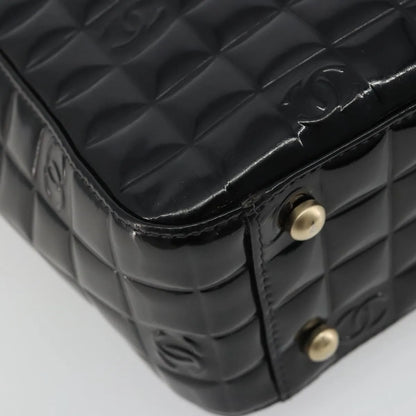 Chanel Chocolate Bar CC Tote Quilted Patent, Black, Patent Leather, Tote Bag