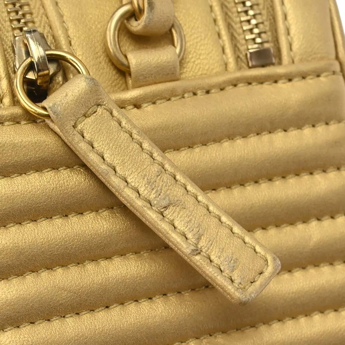Chanel Coco Boy Camera Quilted Leather, Gold, Leather, Shoulder Bag