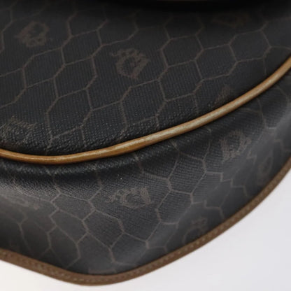 Christian Dior Vintage Honeycomb Flap Coated Canvas, Black, Canvas, Shoulder Bag