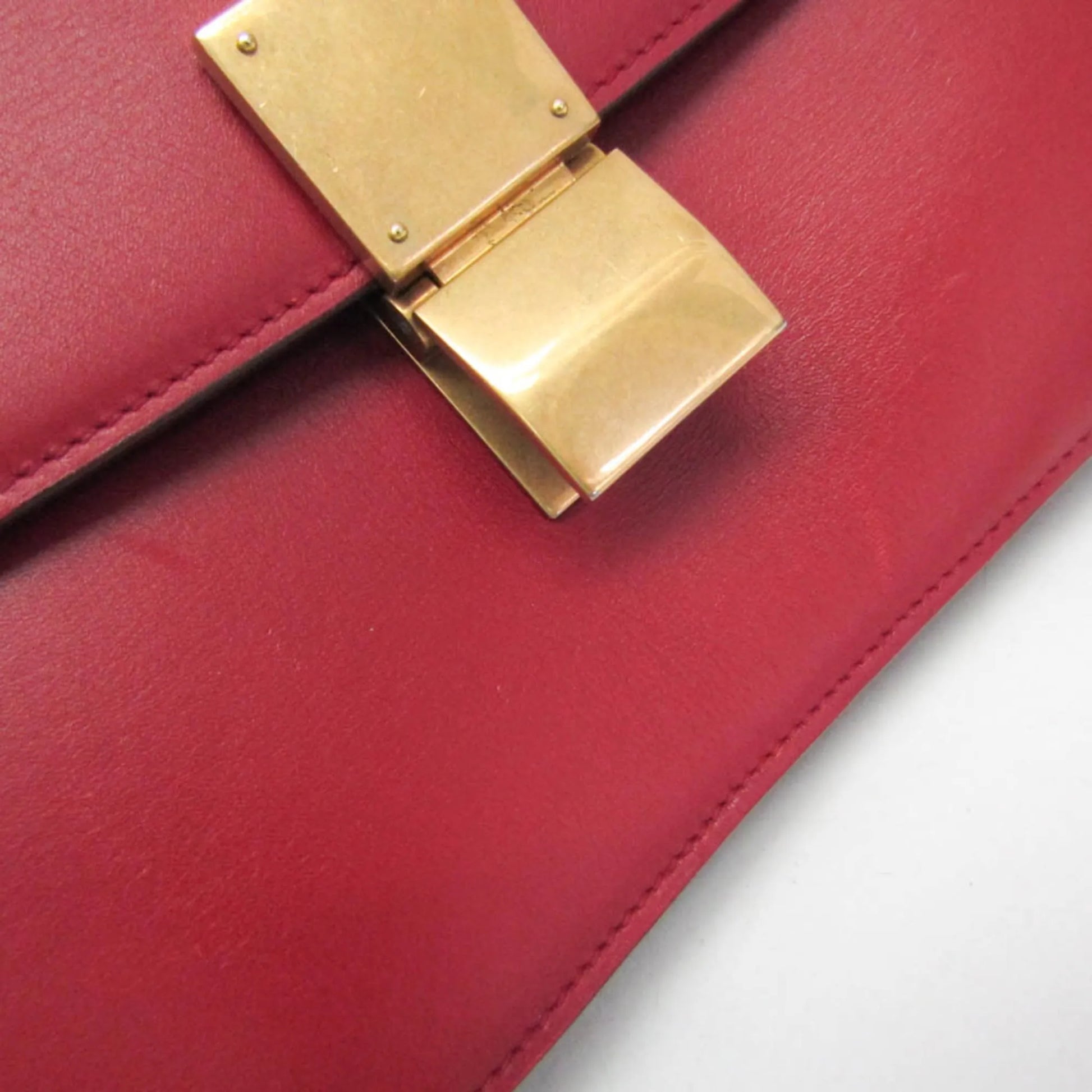 Celine Classic Box Smooth Leather, Red, Calfskin, Handbag