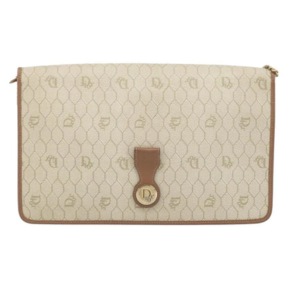 Christian Dior Vintage Honeycomb chain Canvas, Beige, Canvas, Shoulder Bag