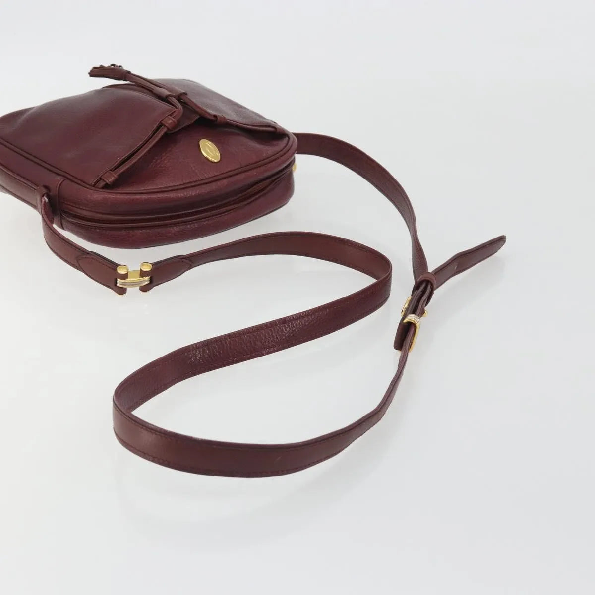 Cartier Tasseled Must de Cartier Leather, Burgundy, Leather, Shoulder Bag