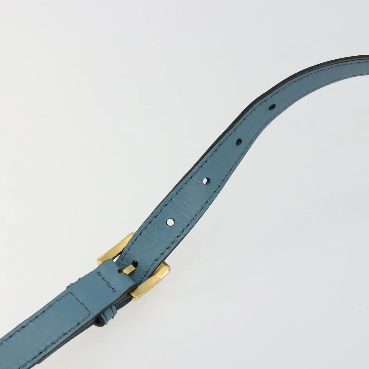 Miu Miu Madras Crystal Buckle Leather, Blue, Leather, Shoulder Bag