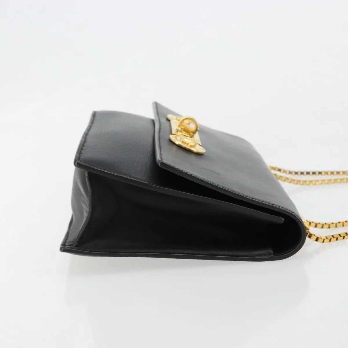 Versace Medusa Flap Chain Leather, Black, Leather, Shoulder Bag
