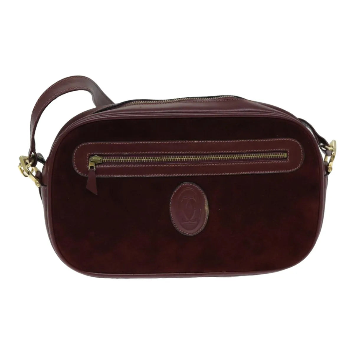 cartier Vintage must de Cartier Suede, Burgundy, Suede, Shoulder Bag