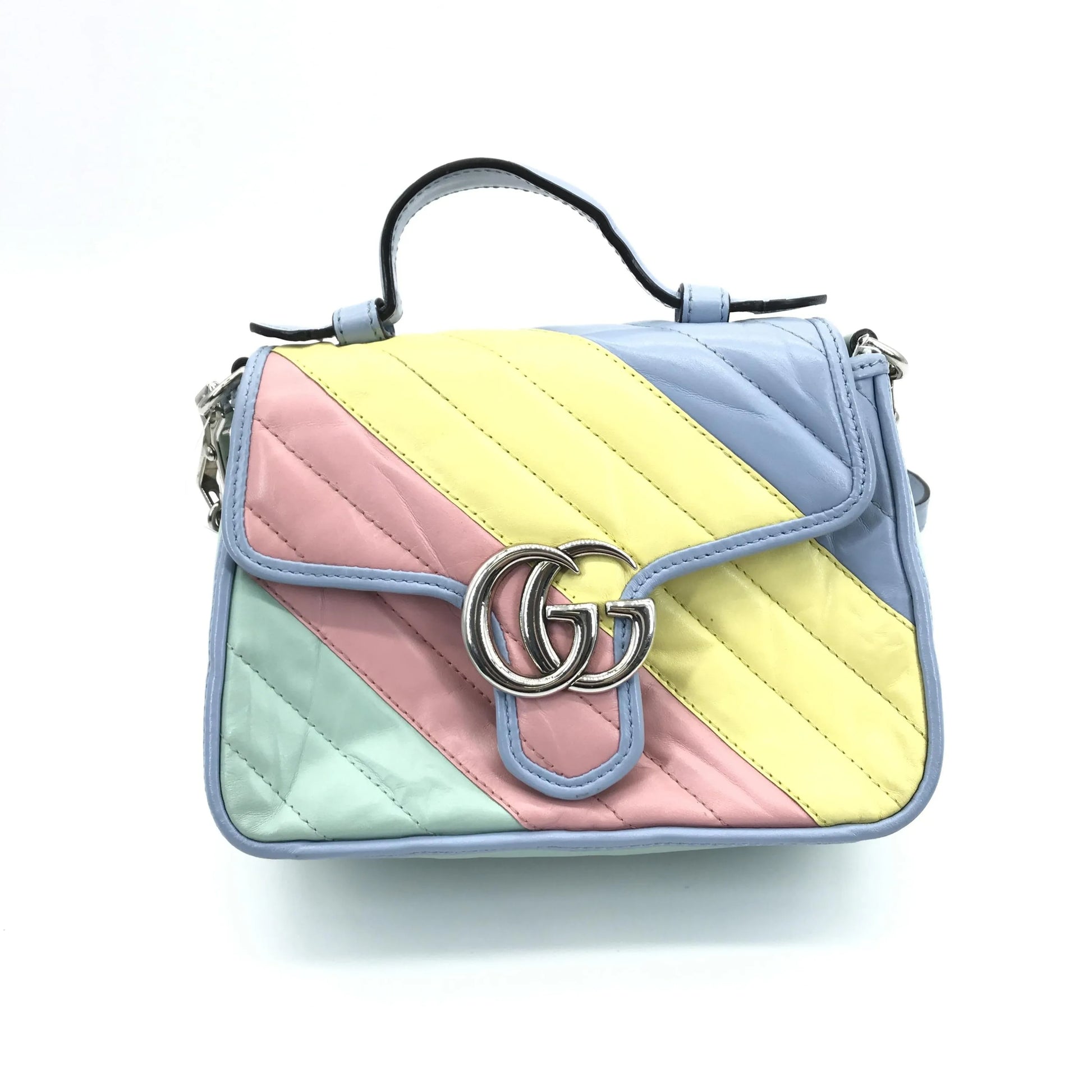 Gucci GG Marmont Top Handle Flap Diagonal Quilted Leather, Multicolour, Leather, Handbag
