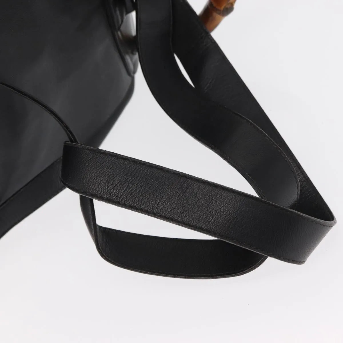 Gucci Vintage Bamboo Leather, Black, Leather, Backpack
