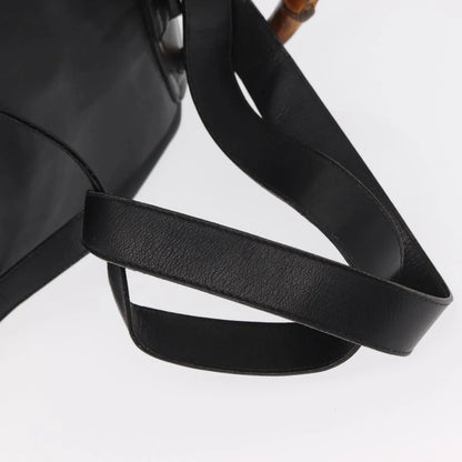 Gucci Vintage Bamboo Leather, Black, Leather, Backpack