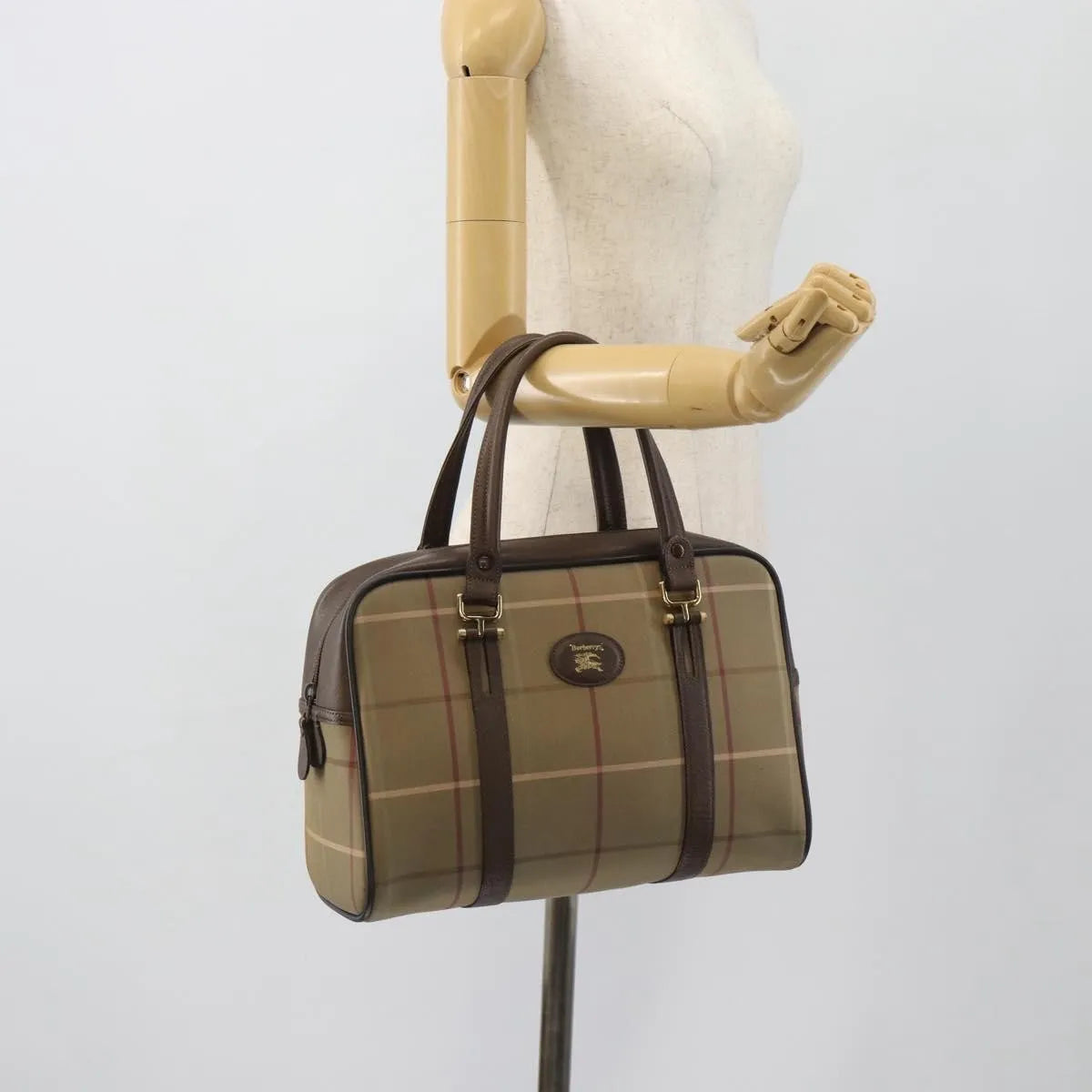 Burberry Nova check boston Canvas, Beige, Canvas, Handbag
