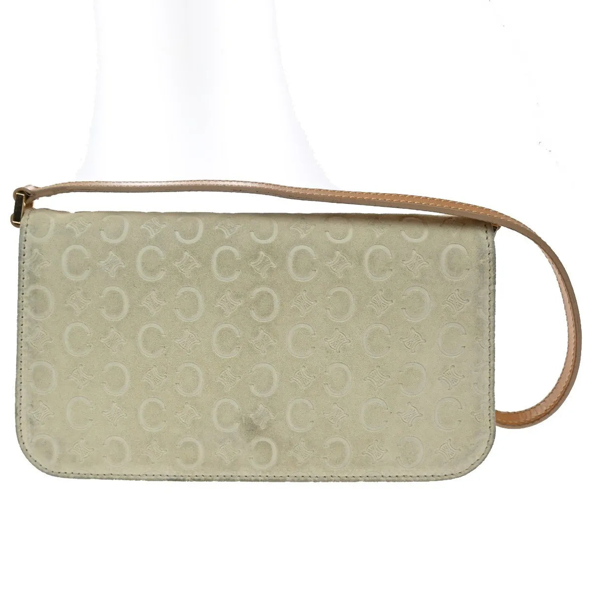 Celine C Macadam Shoulder Suede, Beige, Suede, Clutch