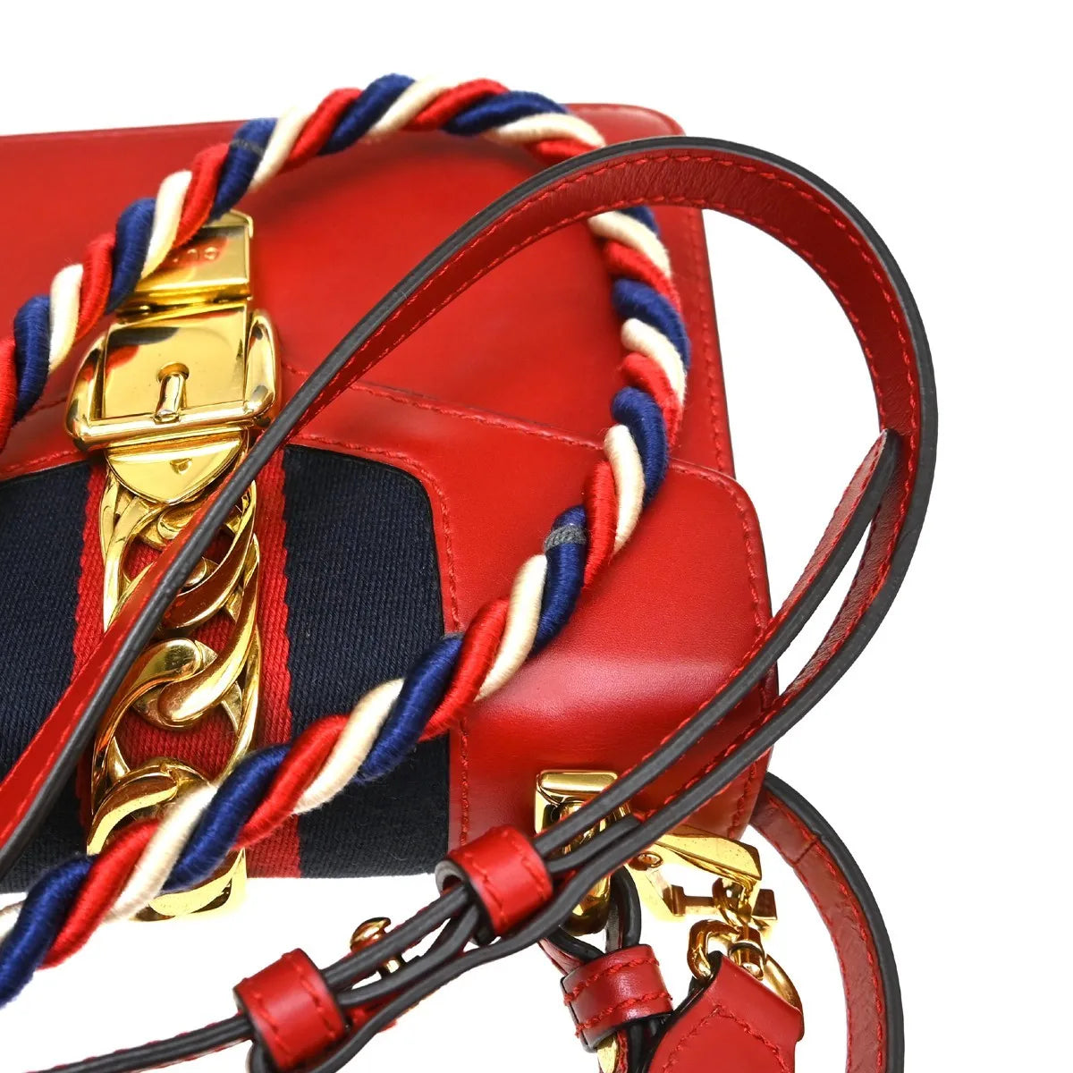 Gucci Sylvie Leather, Red, Leather, Shoulder Bag
