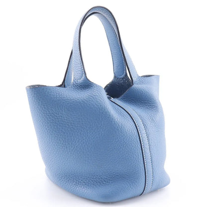 Hermes Picotin Lock Clemence, Blue, Leather, Handbag