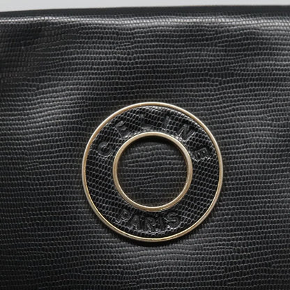 Celine Circle Logo Leather, Black, Leather, Handbag
