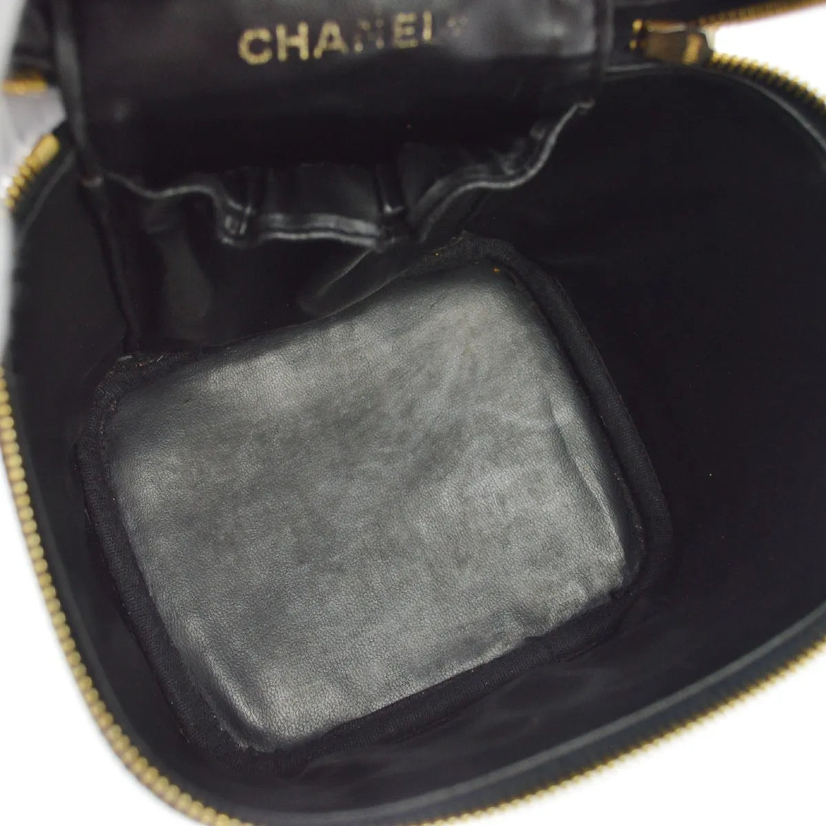 Chanel Vanity Leather, Black, Leather, Handbag
