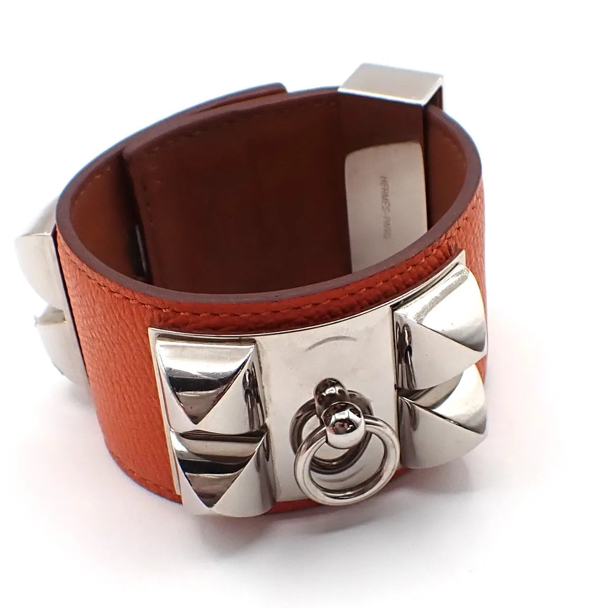Hermes Collier de Chien Leather, Orange, Leather, Bracelet