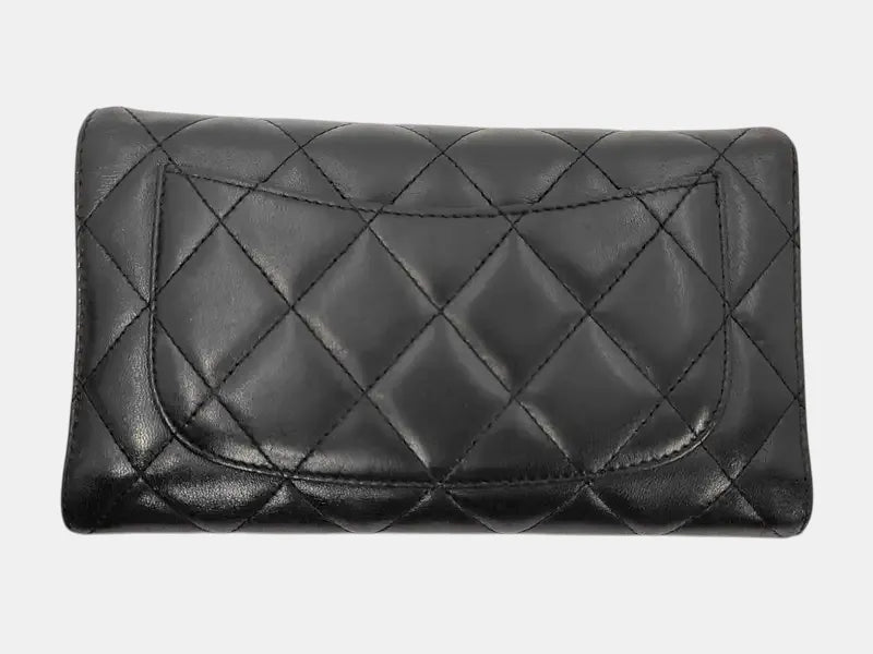 Chanel Timeless Long Wallet Lambskin, Black, Leather, Wallet