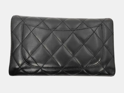 Chanel Timeless Long Wallet Lambskin, Black, Leather, Wallet