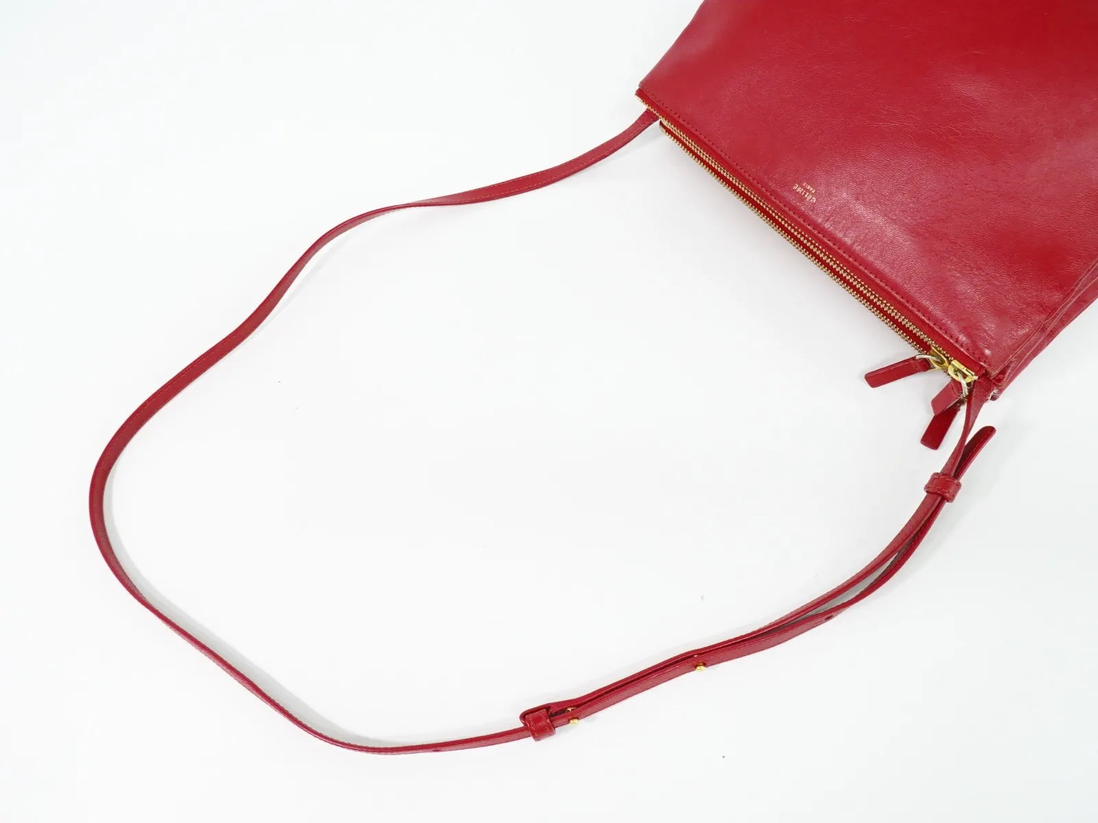 Celine Trio Leather, Red, Leather, Shoulder Bag