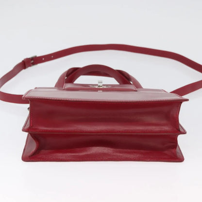 Bvlgari Top Handle Leather, Red, Leather, Handbag
