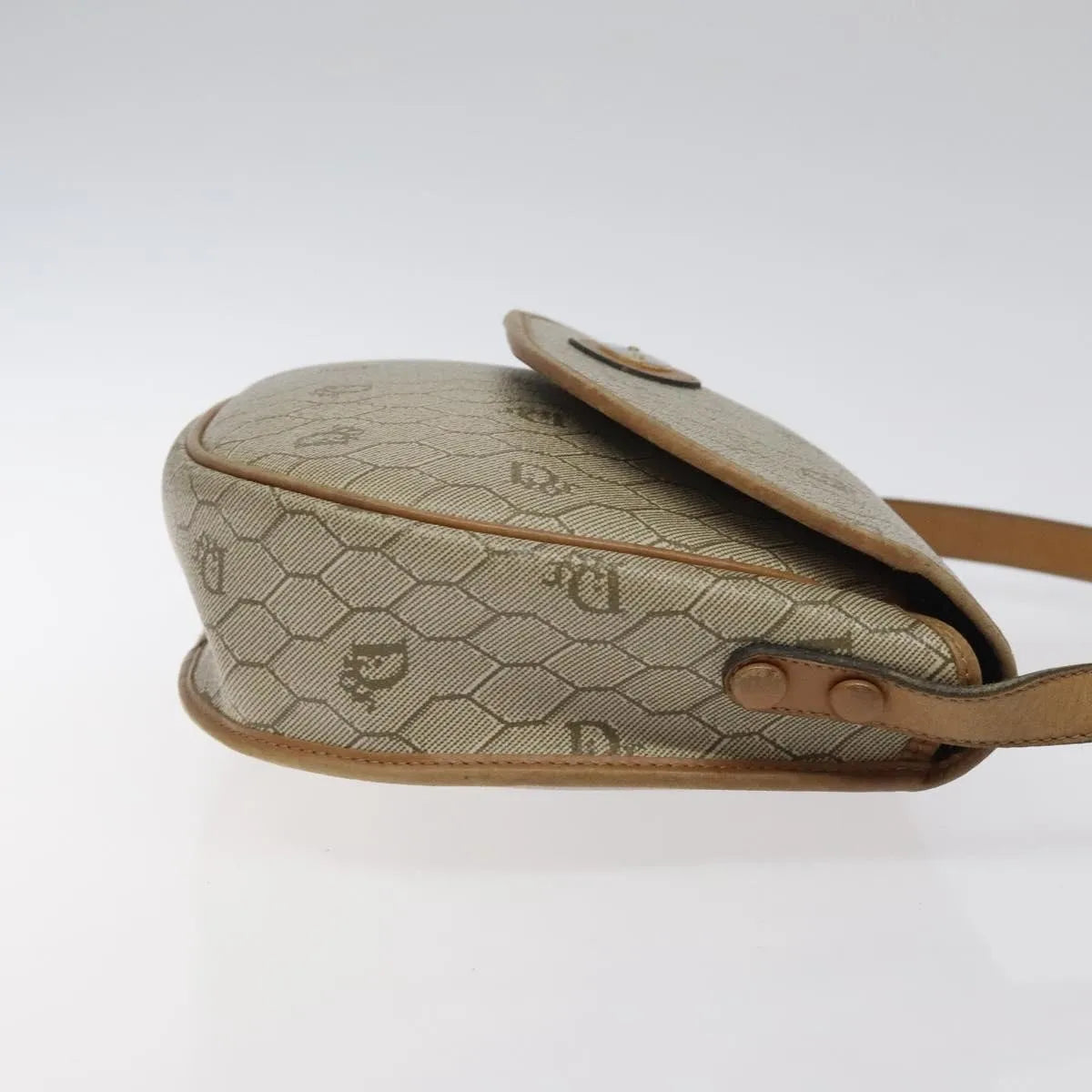 Christian Dior Vintage Honeycomb Canvas, Beige, Canvas, Shoulder Bag