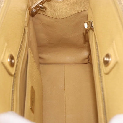 Prada Cuir Frame Double Zip Tote Saffiano Leather, Yellow, Leather, Tote Bag