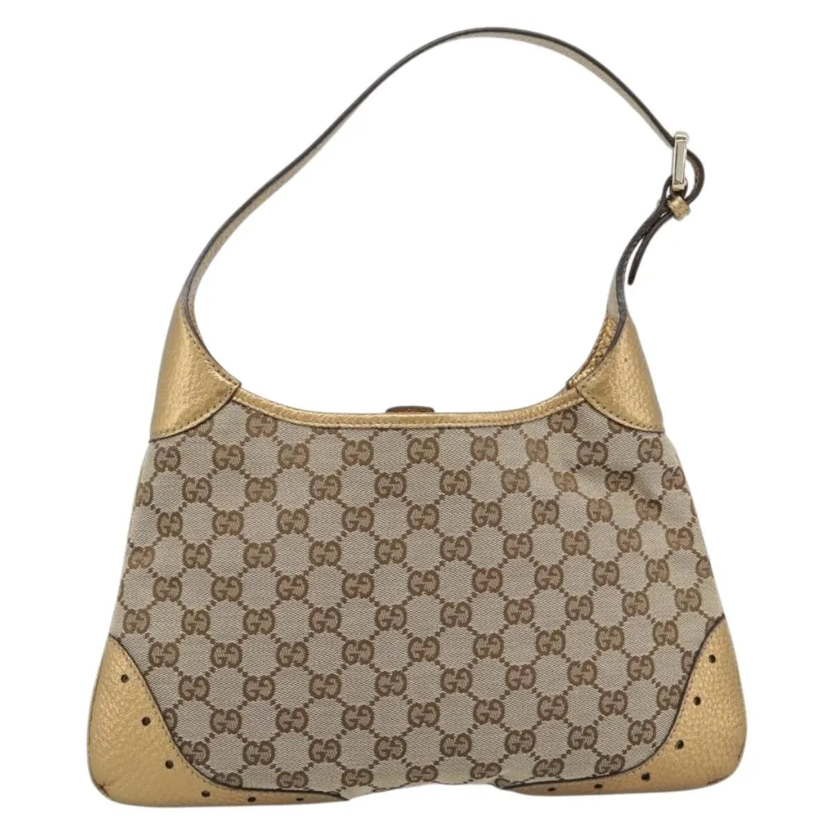 Gucci Vintage Jackie O Chain Hobo GG Canvas, Beige, Canvas, Handbag