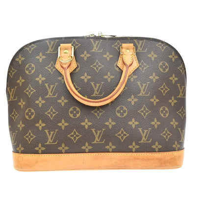 Louis Vuitton Alma Monogram Canvas, Brown, Leather, Handbag