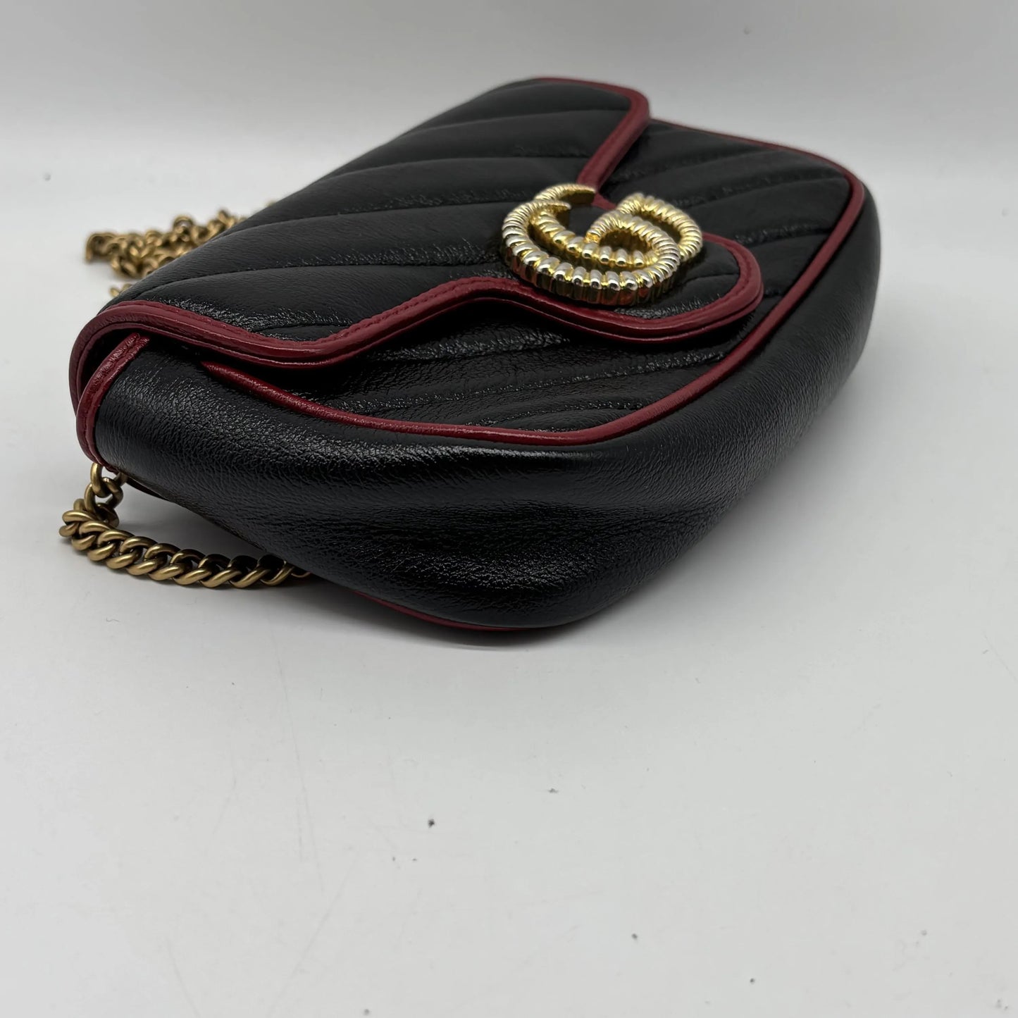 Gucci GG Marmont Chain Flap Matelasse Leather, Black, Leather, Crossbody Bag