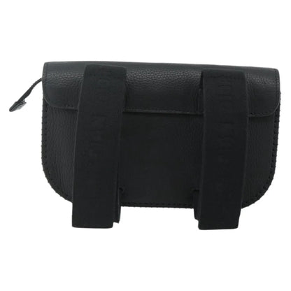 Christian Dior Saddle Pouch Belt Leather, Black, Leather, Clutch