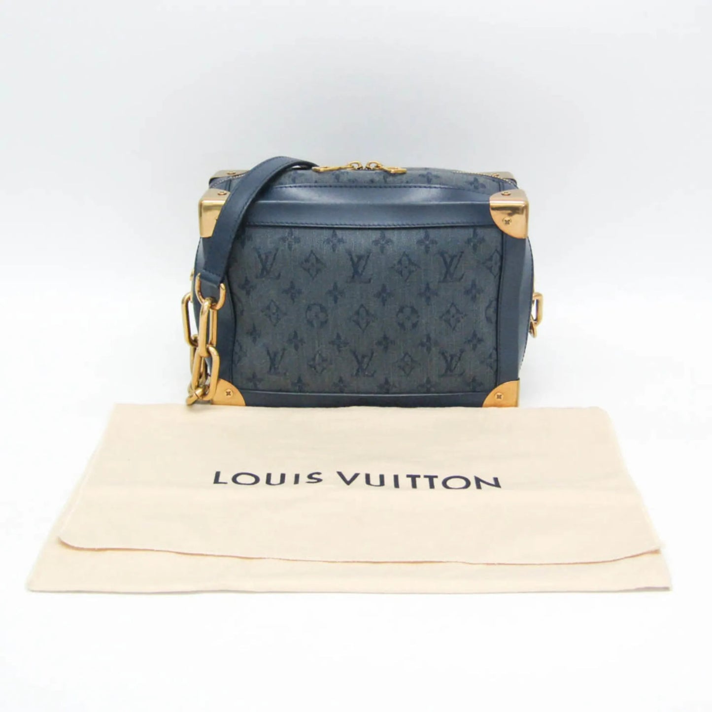 Louis Vuitton Soft Trunk Monogram Denim, Blue, Denim, Shoulder Bag