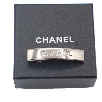 Chanel Logo Hair Barrette Metal, Silver, Metal, Head Accessory