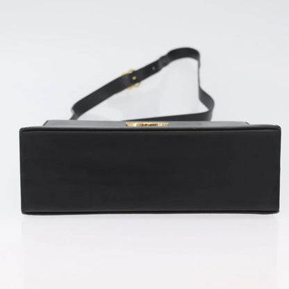 Salvatore Ferragamo Gancini Flap Leather, Black, Leather, Shoulder Bag