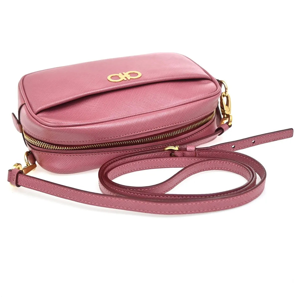 Salvatore Ferragamo Gancini Leather, Pink, Leather, Shoulder Bag