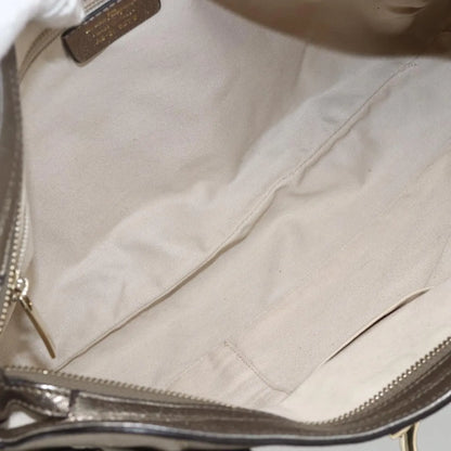 Salvatore Ferragamo Gancini Leather, Silver, Leather, Handbag