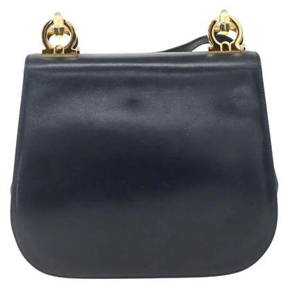 Salvatore Ferragamo Gancini Leather, Navy, Leather, Shoulder Bag