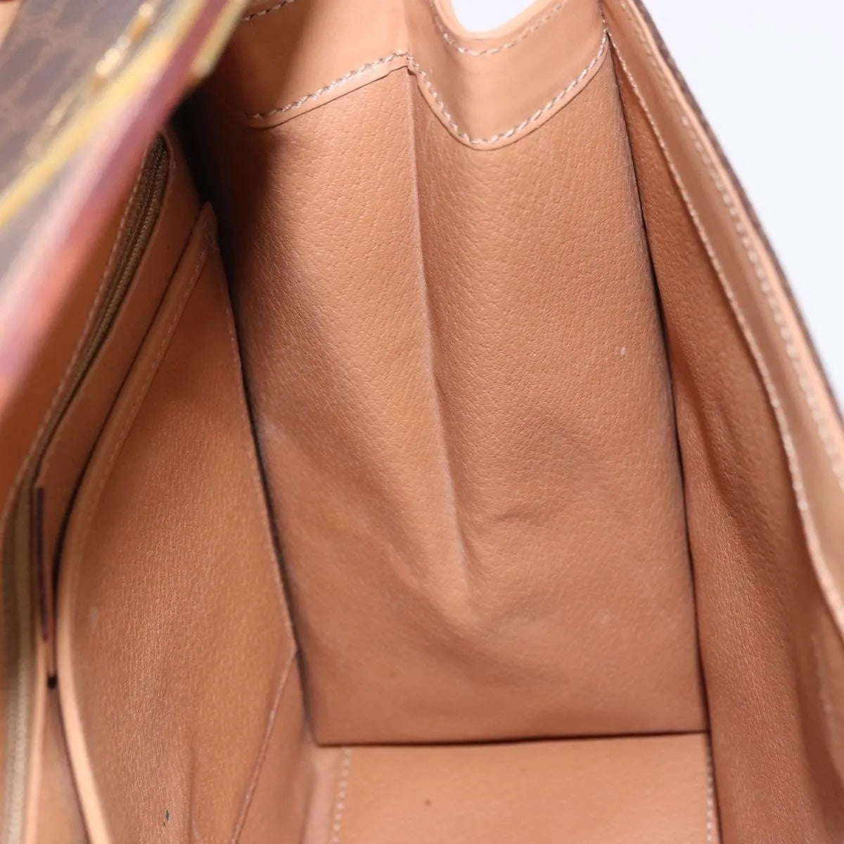 Celine Vintage Macadam Canvas and Leather, Brown, Canvas, Handbag
