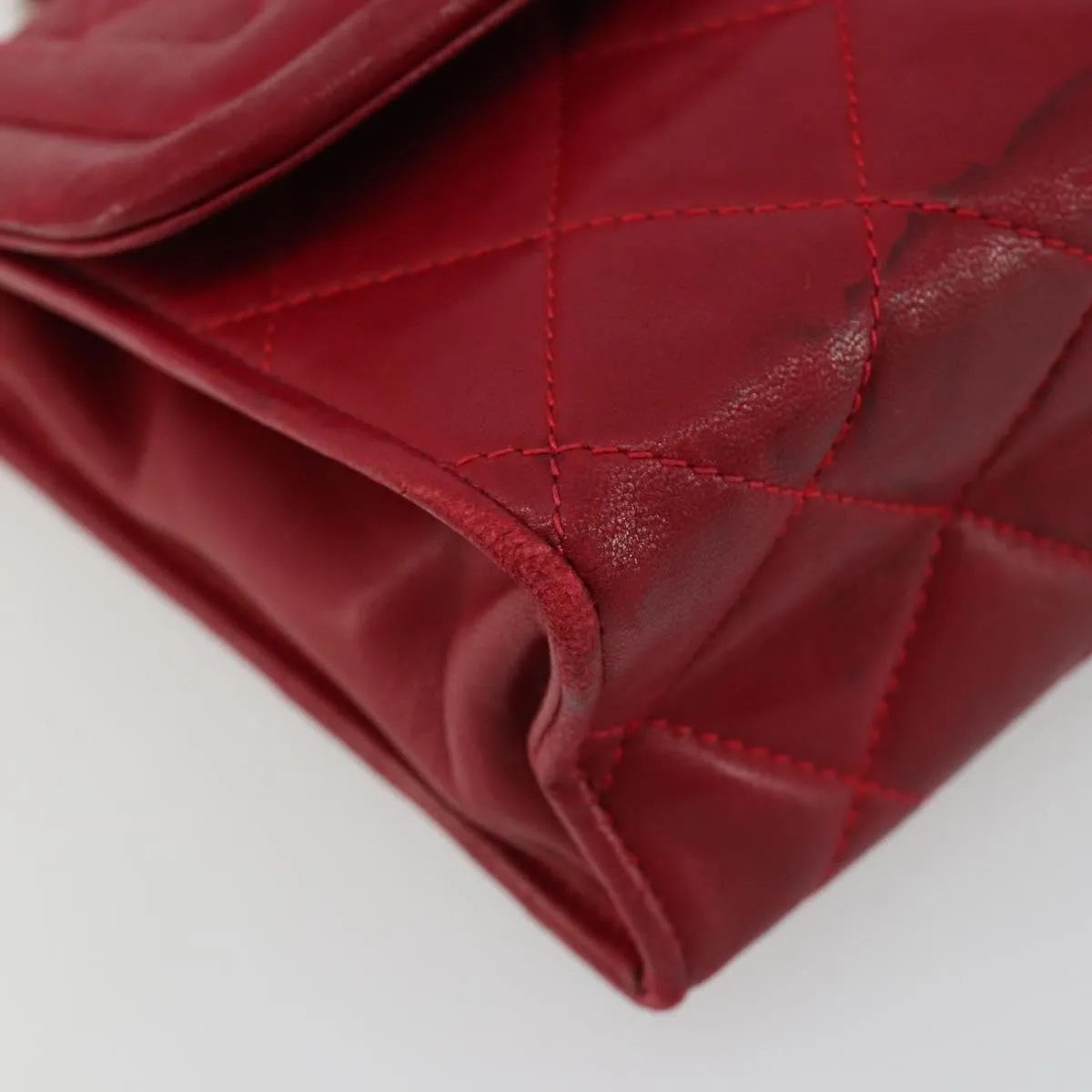 Chanel Vintage Tassel Flap Quilted Lambskin, Red, Leather, Shoulder Bag