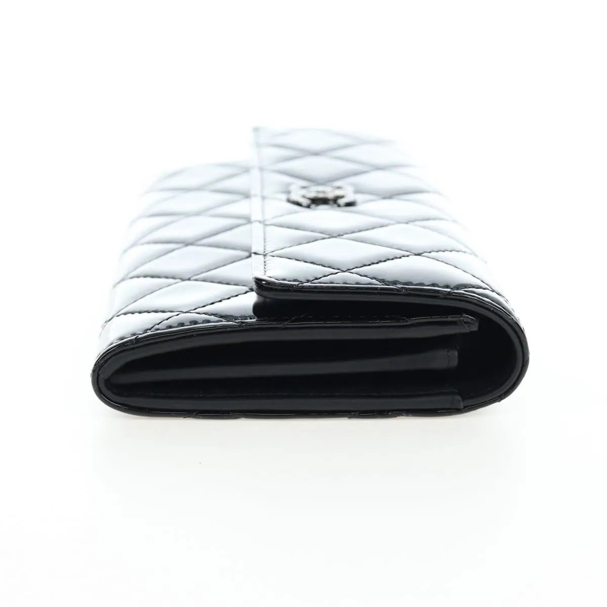 Chanel CC French Flap Quilted Patent Leather, Black, Patent Leather, Wallet