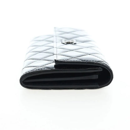 Chanel CC French Flap Quilted Patent Leather, Black, Patent Leather, Wallet