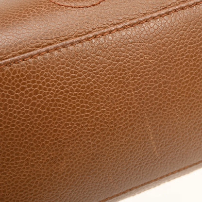 Chanel Vintage Stitched CC Caviar, Brown, Leather, Shoulder Bag