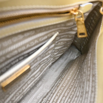 Prada Open Promenade Saffiano Leather, Yellow, Leather, Handbag