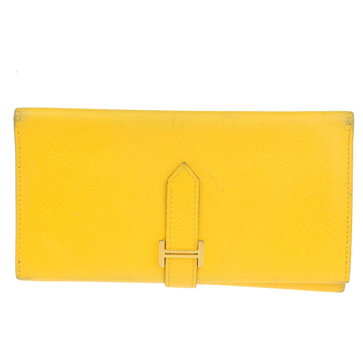 Hermes Bearn Trifold Epsom, Yellow, Leather, Wallet