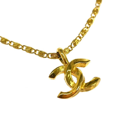 Chanel Vintage CC Pendant Metal with Crystals, Gold, Gold Plated, Necklace