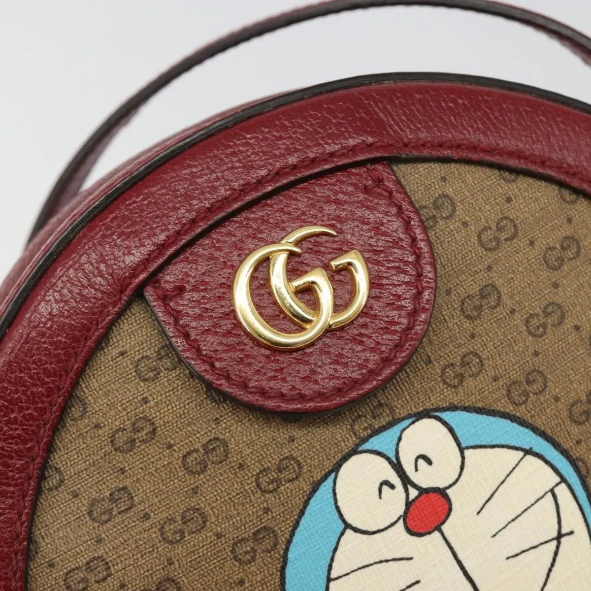 Gucci Doraemon Round Printed Mini GG Coated Canvas, Beige, Canvas, Shoulder Bag