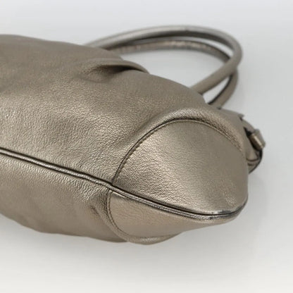 Salvatore Ferragamo Gancini Leather, Silver, Leather, Handbag