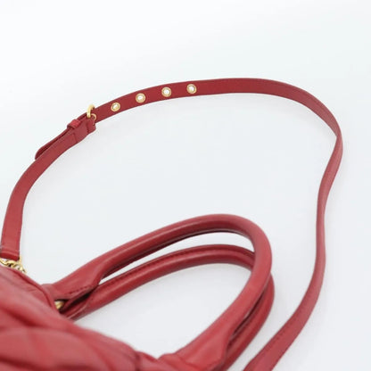 Miu Miu Matelassé Nappa Leather Top Handle Bag Leather, Red, Leather, Shoulder Bag