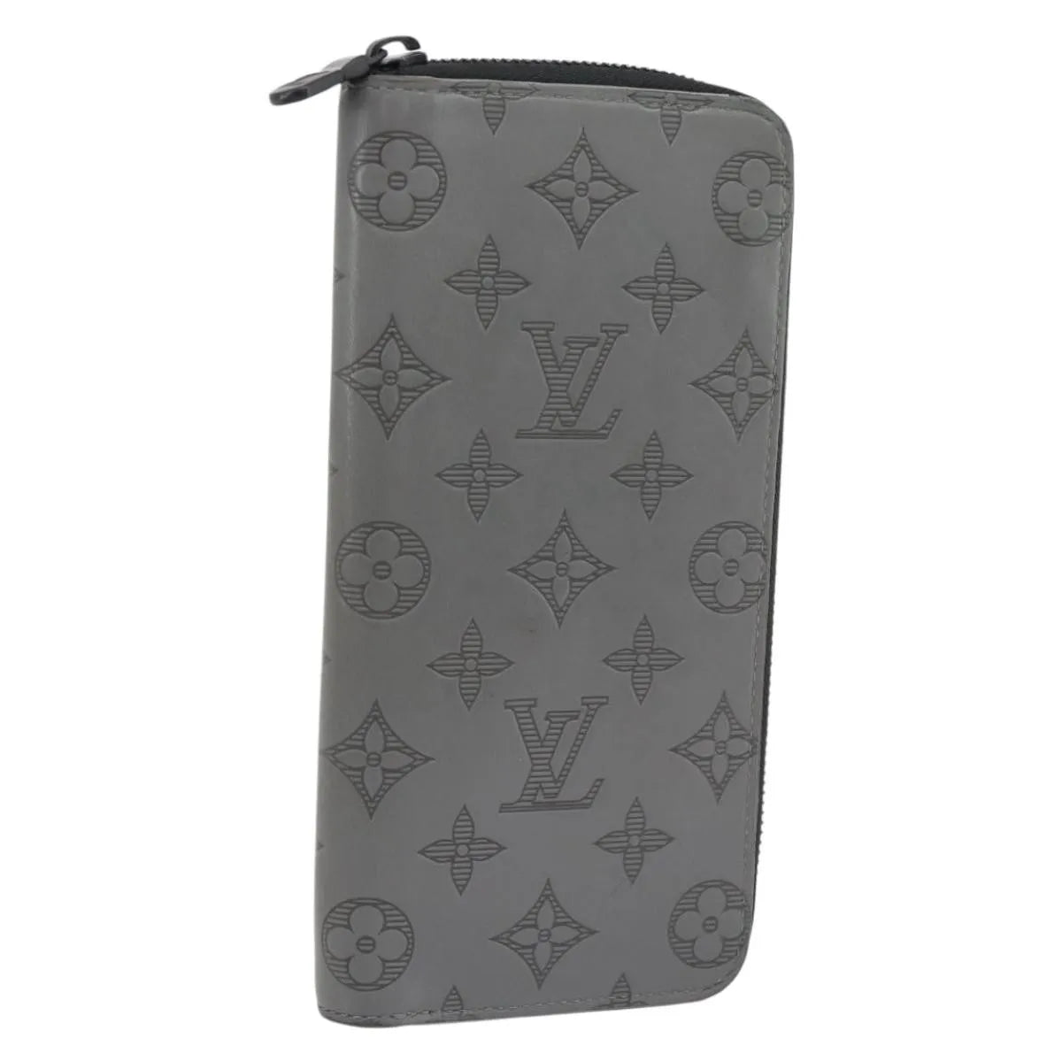 Louis Vuitton Zippy Wallet Vertical Monogram Shadow Leather, Gray, Canvas, Wallet