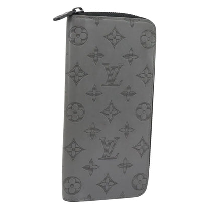 Louis Vuitton Zippy Wallet Vertical Monogram Shadow Leather, Gray, Canvas, Wallet