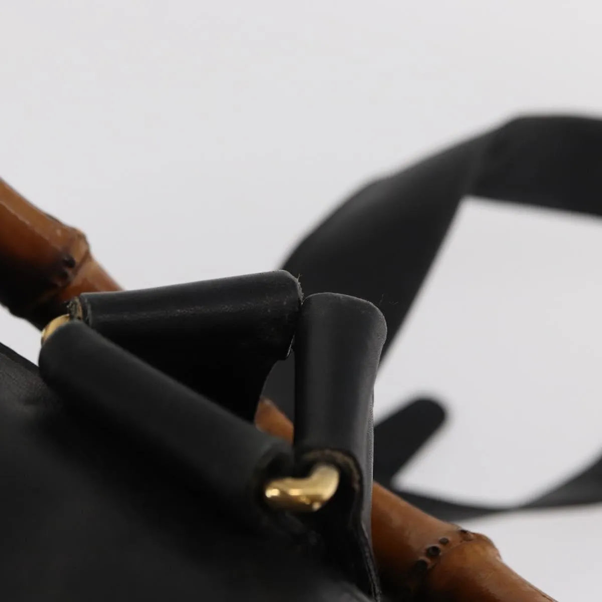 Gucci Vintage Bamboo Leather, Black, Leather, Backpack