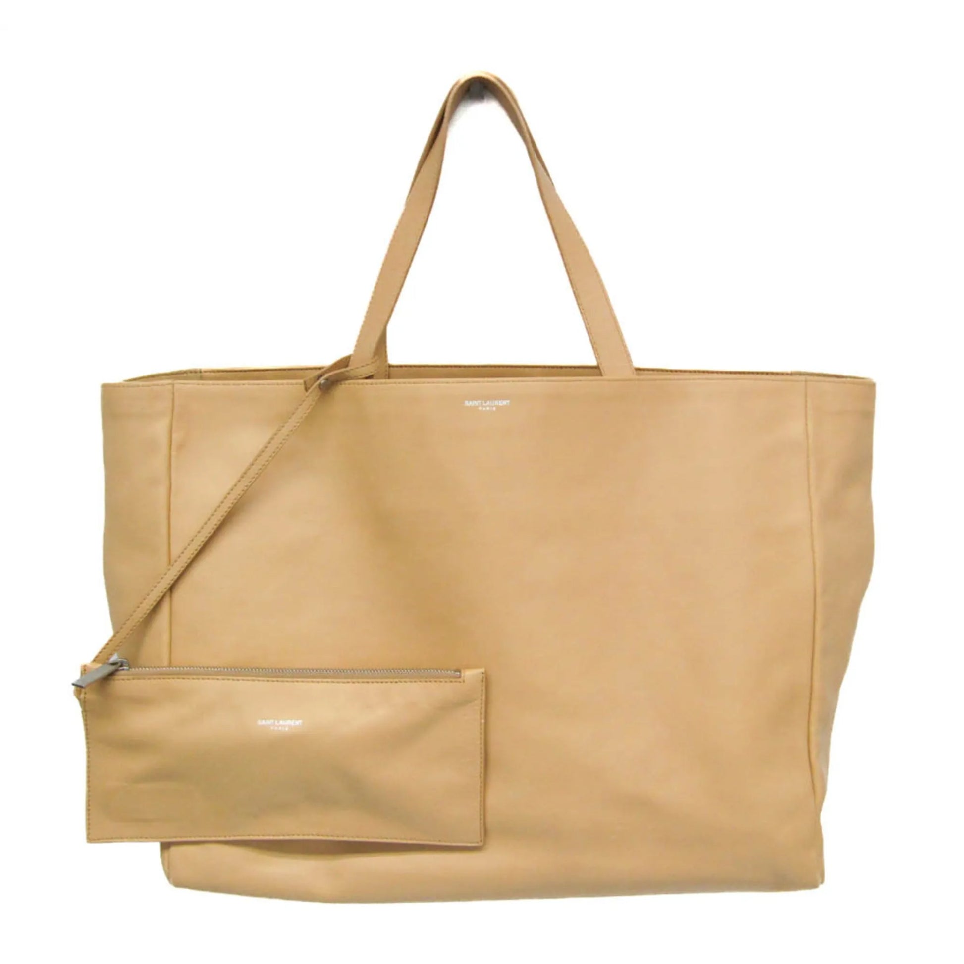 Saint Laurent Reversible East West Shopper Tote Leather, Beige, Leather, Tote Bag